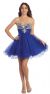 Strapless Sequins Bust Mesh Short Party Prom Dress in Royal Blue